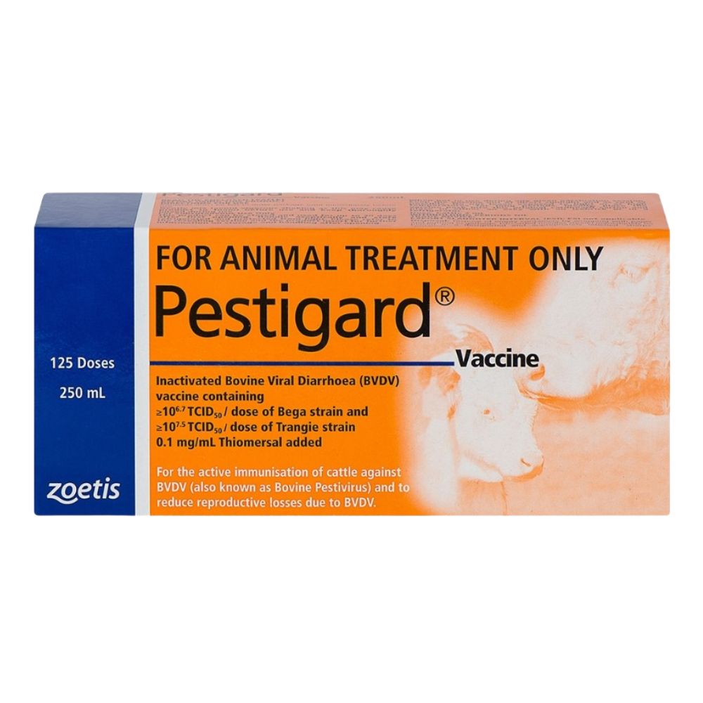 Pestigard vaccine packaging for animal treatment on a white background