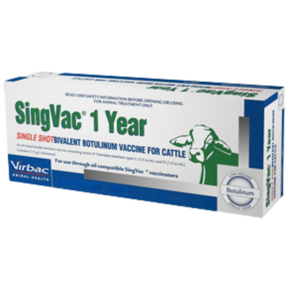 Virbac SingVac 200ml 1 Year vaccine box for cattle on a white background