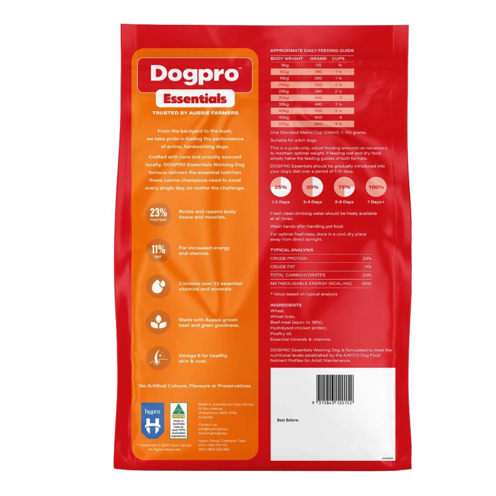 11729- Feed-Dogpro Essentials - Working Dog Food - 20kg - Austral Ag