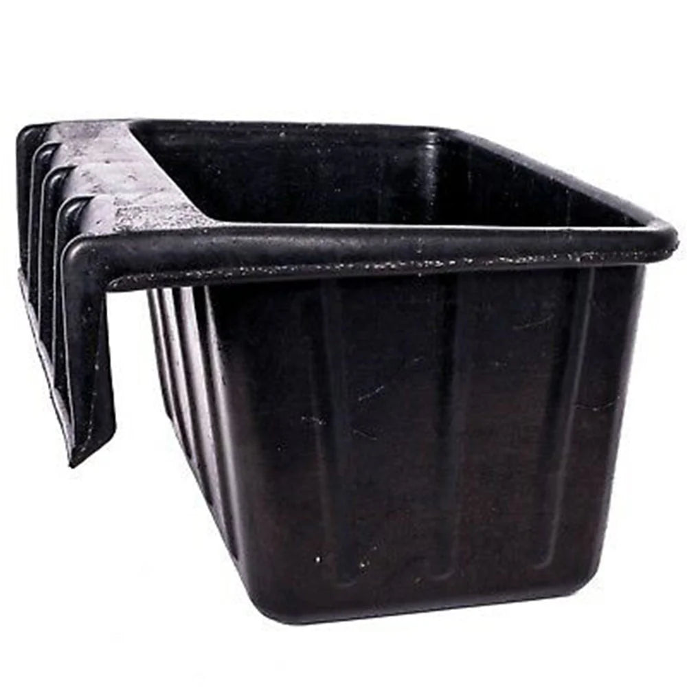 Black plastic trough on a white background