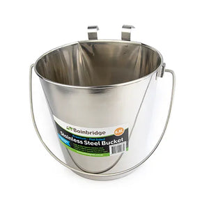Flat Sided Stainless Bucket with 2 Hooks to Hang With