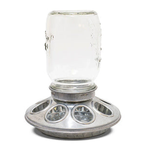 Galvanised Chick Feeder with Glass Mason Jar Animal Accessories Bainbridge Pty Ltd 1kg