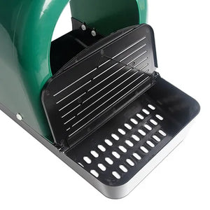 Green and black chicken house on a white background