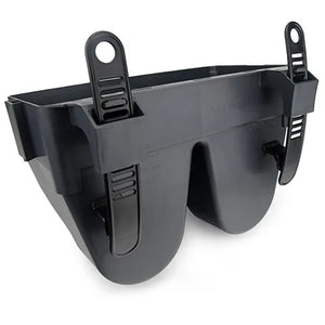 Black Link Rail Calf Feeder with Bainbridge label on a white background