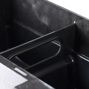 Close-up of a Black Link Rail Calf Feeder on a white background