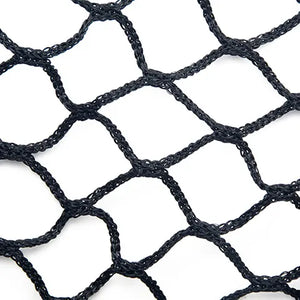 Close-up of a black rope netting on a white background