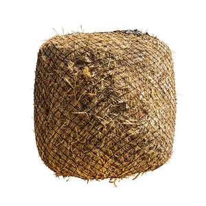 Round bale of hay on a white background