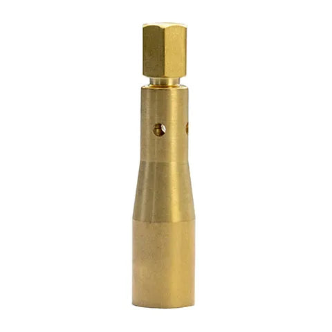Brass cylindrical lamb de-tailer pinpoint burner on a white background