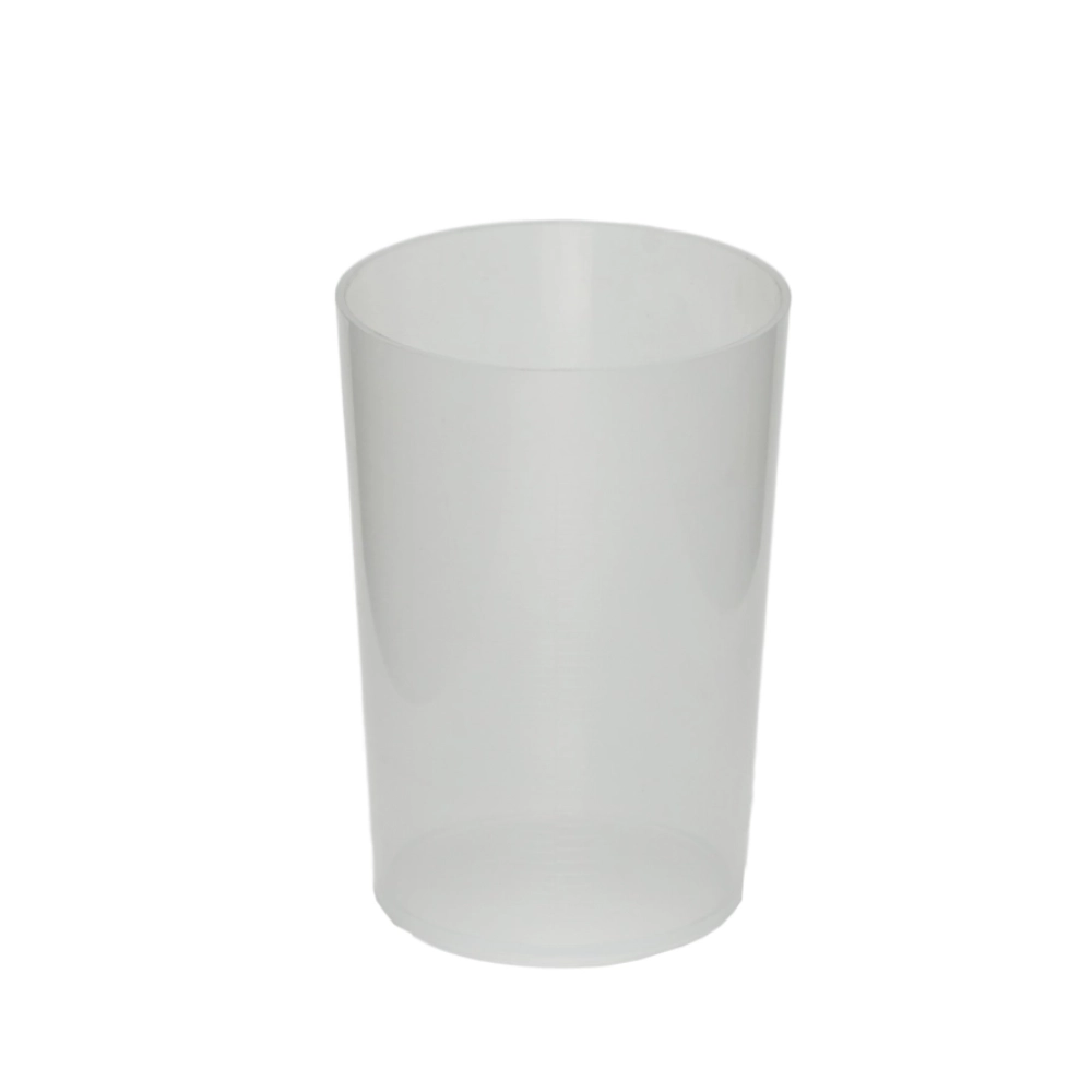 Clear cylindrical container on a white background
