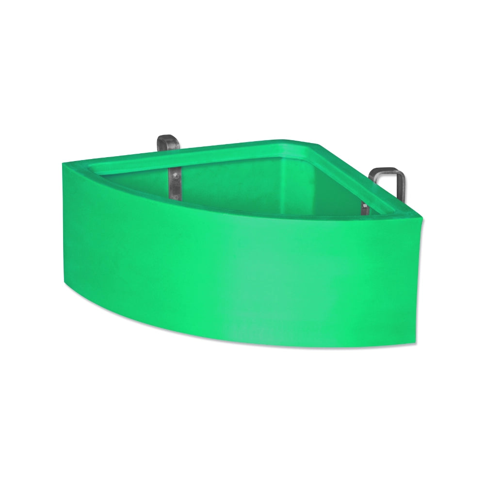 Green corner animal feeder on a white background