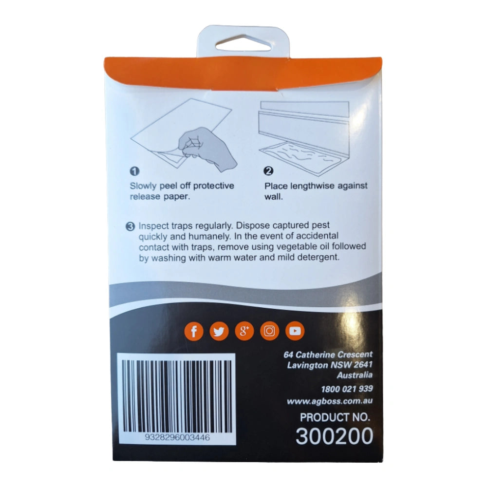 Back of a pest control trap packaging with instructions and branding details.