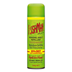 Bushman "Plus" Aerosol 20% Deet with Sunscreen AgBoss Product from Austral Ag
