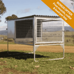 18518- Animal Accessories-SDK Raised Dog Kennel Portable Outdoor Steel Cage with Roof-1 - Austral Ag