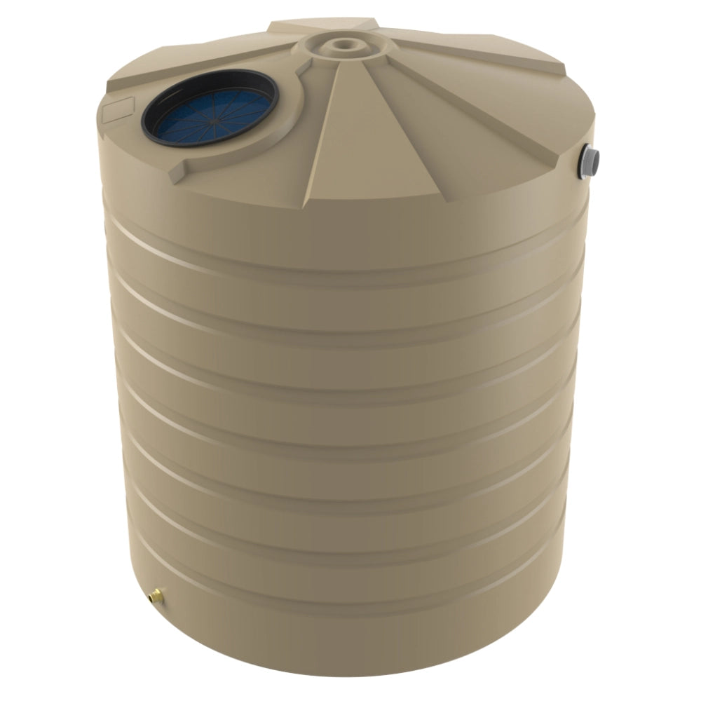 Beige plastic water storage tank on a white background
