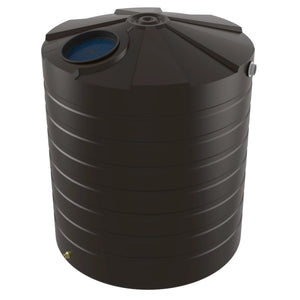 Black plastic water storage tank on a white background