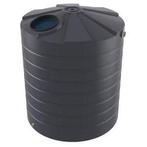 Large dark gray water storage tank on a white background