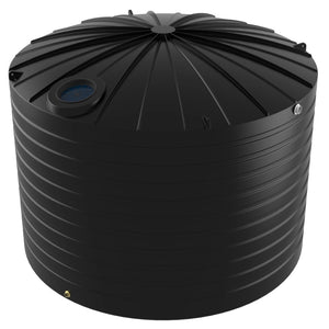 Black plastic water storage tank on a white background