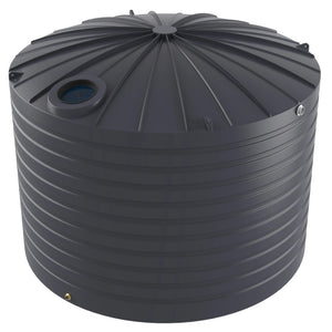 Dark grey plastic water storage tank on a white background