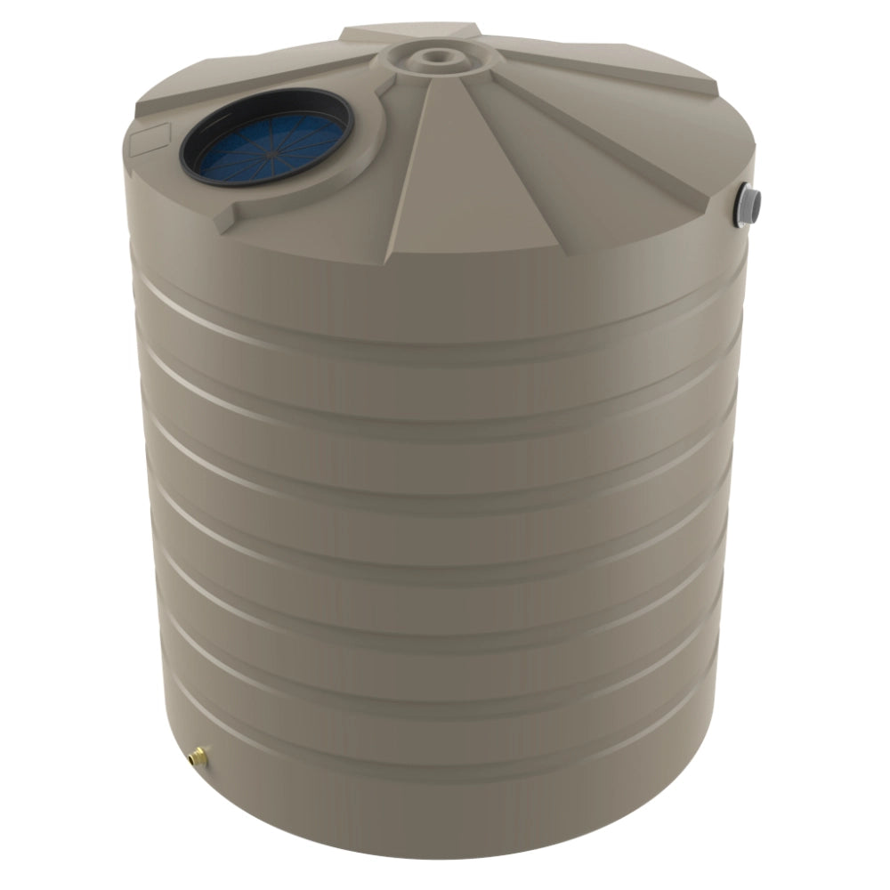 Large beige plastic water storage tank on a white background