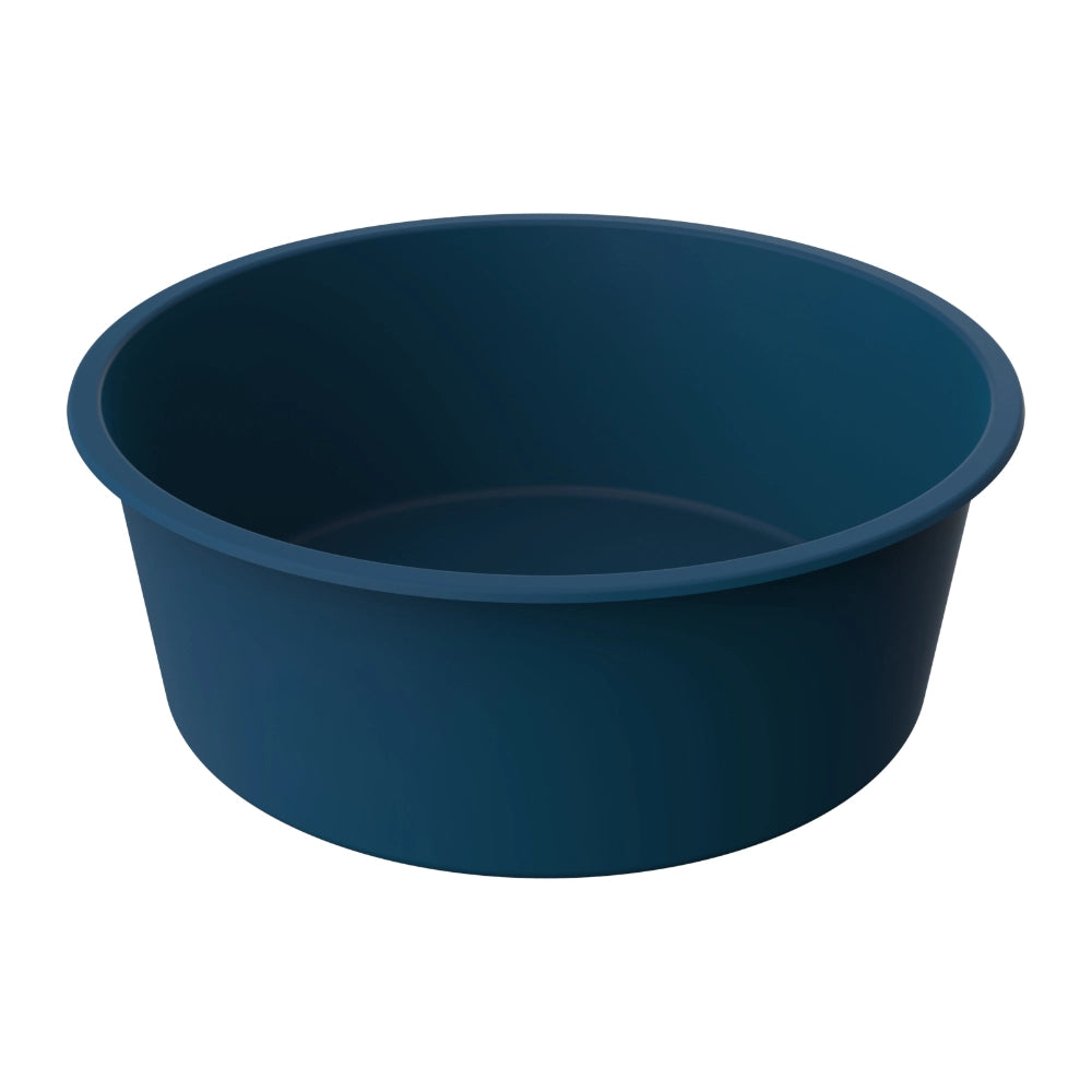 Blue plastic water trough on a white background