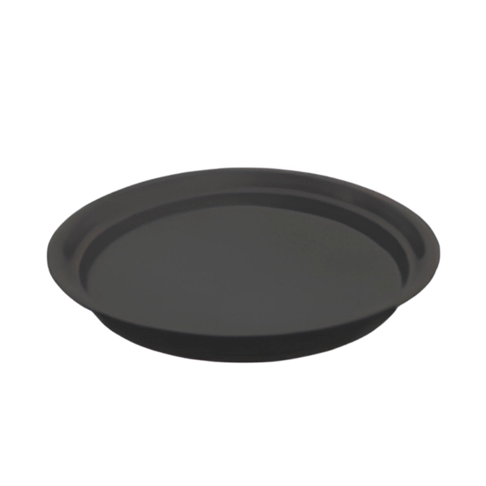 Black round sheep trough on a white background