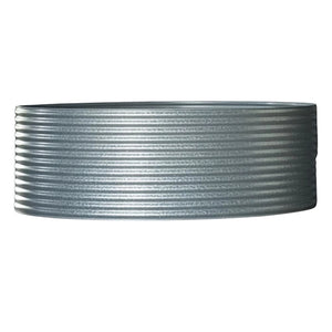 Galvanised corrugated metal plunge pool on a white background