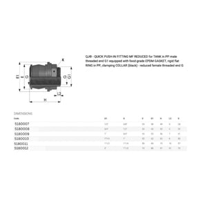 19076- Fittings-Bucchi Quick Joint Male to Female Adaptor with Food-Grade EPDM Gasket-1/2" x 3/8" - Austral Ag