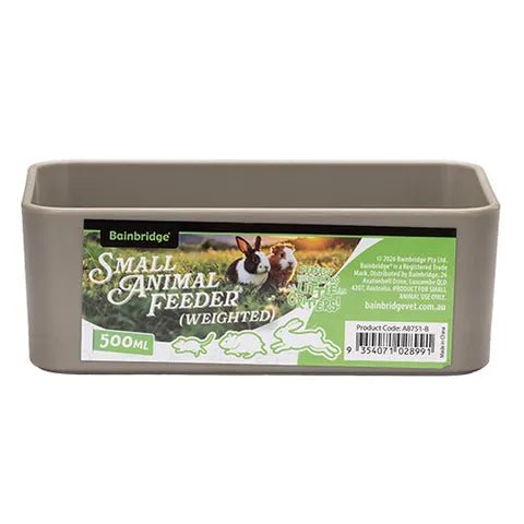 19453- Animal Accessories-Small Animal Feeder - Rectangular Weighted Bowl - 500ml-Brown - Austral Ag