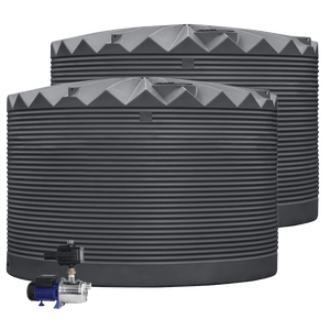 DEAL25Q411V1 - Tanks - 2 x 27,000L Rainwater Tanks + Pump - Metal Grey (Ironstone™) - Austral Ag