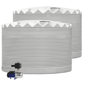 DEAL25Q403V1 - Tanks - 2 x 27,000L Rainwater Tanks + Pump - Tank White (Surfmist™) - Austral Ag