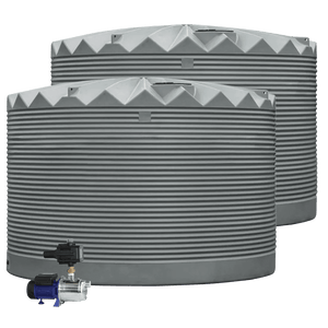 DEAL25Q424V1 - Tanks - 2 x 27,000L Rainwater Tanks + Pump - Armour Grey (Windspray™) - Austral Ag