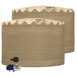 DEAL25Q418V1 - Tanks - 2 x 27,000L Rainwater Tanks + Pump - Desert Haze (Sandbank™) - Austral Ag