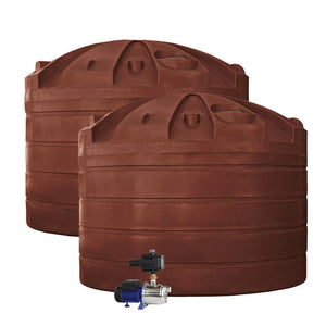 DEAL26Q114V2 - Tanks - 2 x 32,000L Rainwater Tanks + Pump - Heritage Red (Manor Red™) - Austral Ag