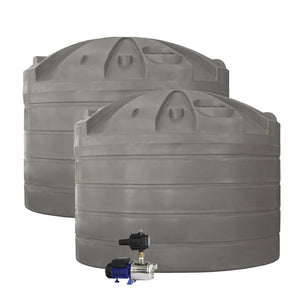 DEAL26Q121V2 - Tanks - 2 x 32,000L Rainwater Tanks + Pump - Birch Grey (Dune™) - Austral Ag