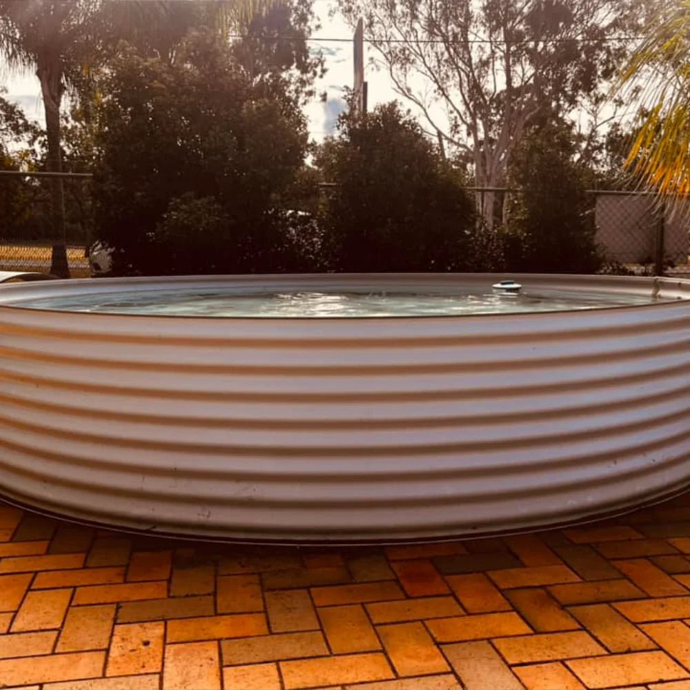 2995L Round Plunge Pool with Pump and Filter 2.5m Dia x 0.6m High - Tanks - Austral Ag