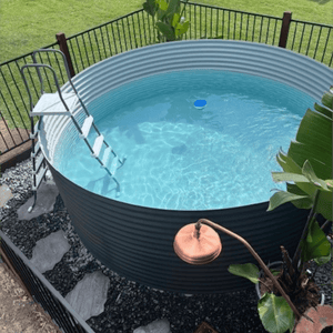 18816 - Tanks - 8765L Round Plunge Pool with Pump and Filter 3m Dia x 1.24m High - Armour Grey - Austral Ag