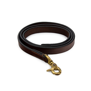 Premium Leather Lead with Halter Chain - Tan Brown