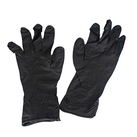 Pair of black gloves on a white background