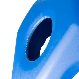 Close-up of a blue plastic horse toy ball on a white background