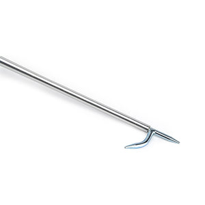 Rod with a metal hook on a white background