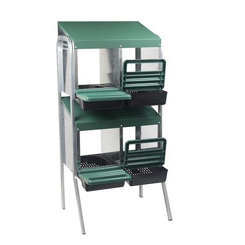 Nesting Box Metal Rollaway Battery Hole Double Row, Single Sided with Legs