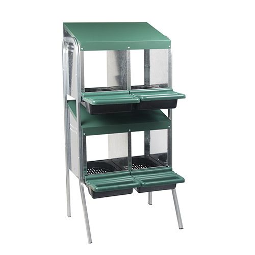 Nesting Box Metal Rollaway Battery Hole Double Row, Single Sided with Legs