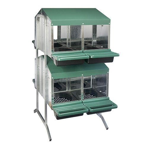 Nesting Box Metal Rollaway Battery Hole Double Row, Double Sided with Legs