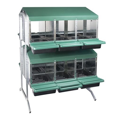 Nesting Box Metal Rollaway Battery Hole Double Row, Double Sided with Legs