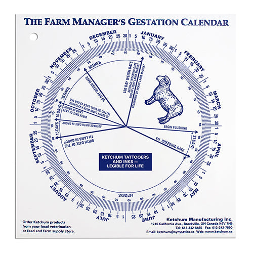 Gestation Calendar - Lamb Animal Health Bainbridge Pty Ltd Default Title