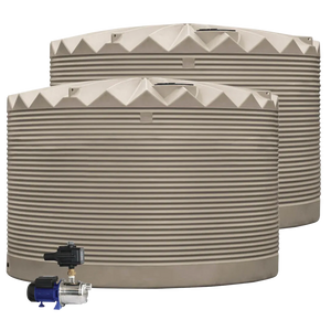 2 x 27,000L Rainwater Tanks + Pump Slate Grey (Woodland Grey™) RapidPlas Product from Austral Ag