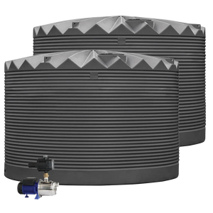 2 x 27,000L Rainwater Tanks + Pump Monument® (Charcoal) RapidPlas Product from Austral Ag