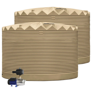 2 x 27,000L Rainwater Tanks + Pump Mist Green (Pale Eucalypt™) RapidPlas Product from Austral Ag