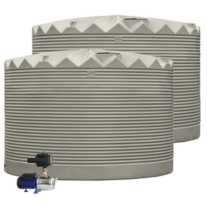 2 x 27,000L Rainwater Tanks + Pump Metal Grey (Ironstone™) RapidPlas Product from Austral Ag