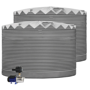 2 x 27,000L Rainwater Tanks + Pump Heritage Green (Cottage Green™) RapidPlas Product from Austral Ag
